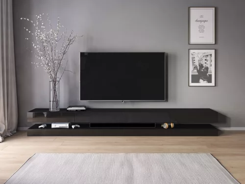 TV Cabinet Black/Black Gloss FLY DOUBLE