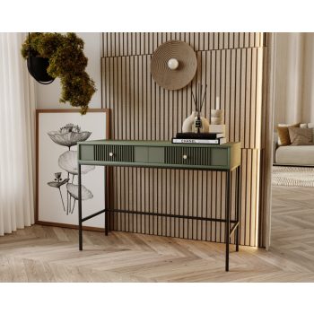   Fésülködőasztal 2 fiókkal smoke green színben arany fogantyúkkal – ISEO IS07