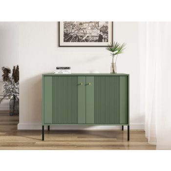   Komód 2 ajtós smoke green színben fekete elemekkel arany fogantyúkkal – ISEO IS02