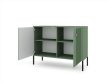 Komód 2 ajtós smoke green színben fekete elemekkel arany fogantyúkkal – ISEO IS02