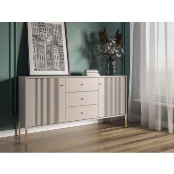   Komód 2 ajtóval és 3 fiókkal kasmír színben arany fogantyúkkal – ISEO IS03