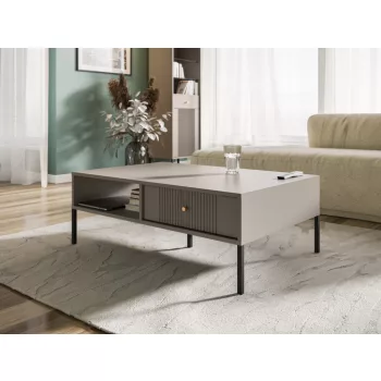 Coffee table ISEO IS05 cashmere with 2 drawers gold handles