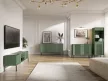 ISEO IS06 Bedside Table Smoke Green with Black Elements and Gold Handles