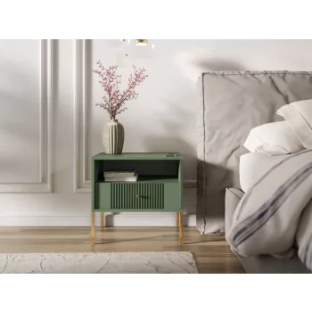 ISEO IS06 Bedside Table Smoke Green with Gold Handles