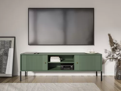 TV Cabinet Smoke Green with Gold Handles ISEO IS01