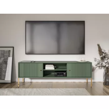 TV Cabinet Smoke Green/Black with Gold Handles ISEO IS01