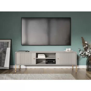 TV Cabinet Cashmere/Black with Gold Handles ISEO IS01