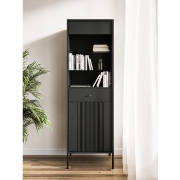   Vitrin szekrény 2 ajtós fekete színben arany fogantyúkkal – ISEO IS04