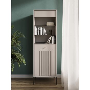   Vitrin szekrény 2 ajtós kasmír színben arany fogantyúkkal – ISEO IS04