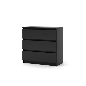 SIMPLE Chest of Drawers 80 cm 3 Drawers Black