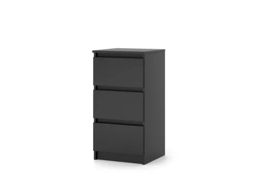 SIMPLE Bedside Table 40 cm 3 Drawers Matte Black
