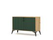 Komód 2 ajtós Artisan tölgy / zöld színkombinációban – LUGO LU02
