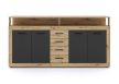 Komód 4 ajtóval és 4 fiókkal Artisan tölgy / fekete színkombinációban – XXL LUNA