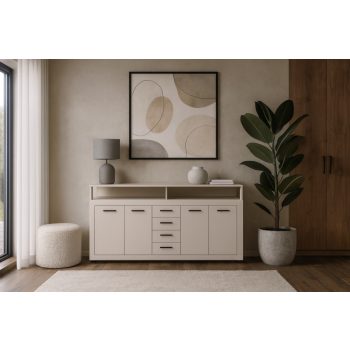   Komód 4 ajtóval és 4 fiókkal kasmír színben – XXL LUNA