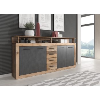   Komód 4 ajtóval és 4 fiókkal Old Style Light / Matera színkombinációban – XXL LUNA