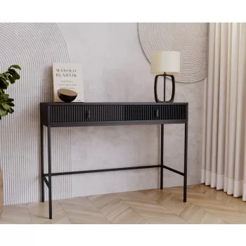   Chest of drawers with 2 drawers in black color with black handles - Maggiore MA07