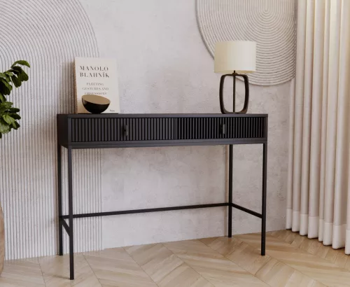 Chest of drawers with 2 drawers in black color with black handles - Maggiore MA07