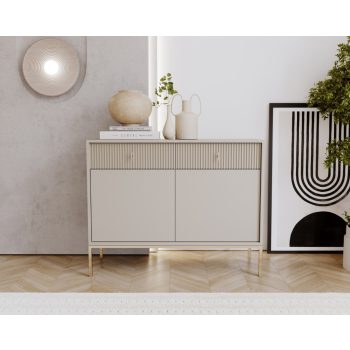   Komód 2 ajtóval és 2 fiókkal kasmír színben arany fogantyúkkal – MAGGIORE MA02