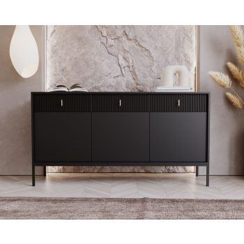   Komód 3 ajtóval és 3 fiókkal fekete színben fekete fogantyúkkal – MAGGIORE MA03