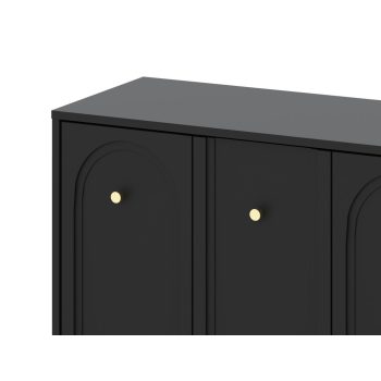   Komód 4 ajtós fekete színben arany fogantyúkkal – MAZOMA