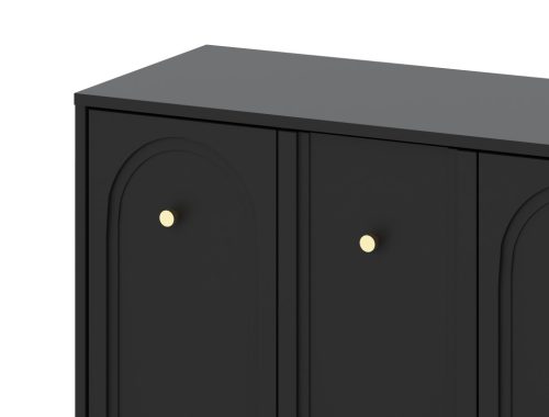 Komód 4 ajtós fekete színben arany fogantyúkkal – MAZOMA