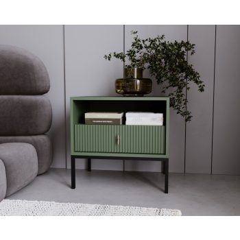   Magas komód smoke green színben fekete elemekkel arany fogantyúkkal – MAGGIORE MA06