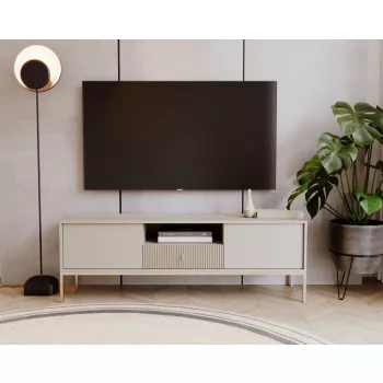   Chest of drawers with 2 doors and 1 drawer in cashmere with gold handles - Maggiore MA01