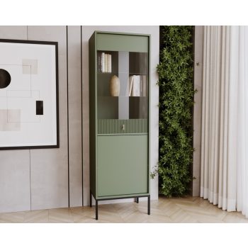   Komód 2 ajtós smoke green színben fekete elemekkel arany fogantyúkkal – MAGGIORE MA04