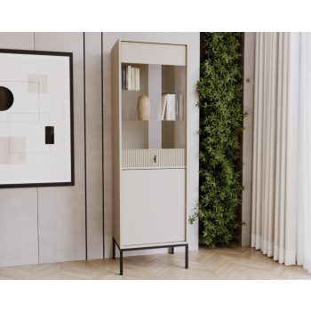   Komód 2 ajtós kasmír színben fekete elemekkel fekete fogantyúkkal – MAGGIORE MA04