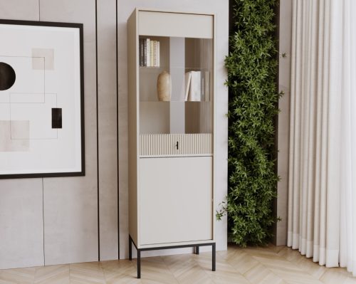 Komód 2 ajtós kasmír színben fekete elemekkel fekete fogantyúkkal – MAGGIORE MA04