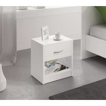 NAKA Bedside Table 1 Drawer White 16 mm
