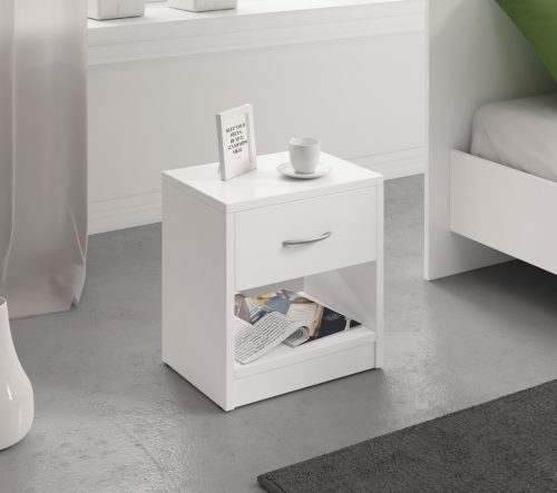 Éjjeliszekrény 1 fiókkal fehér színben 16 mm – NAKA