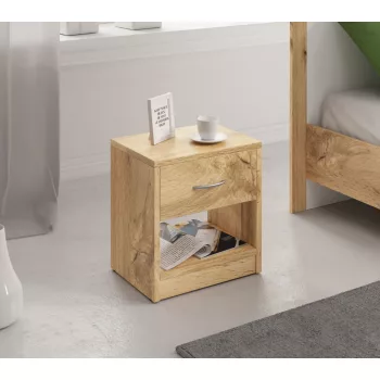 NAKA Bedside Table 1 Drawer Wotan Oak 16 mm