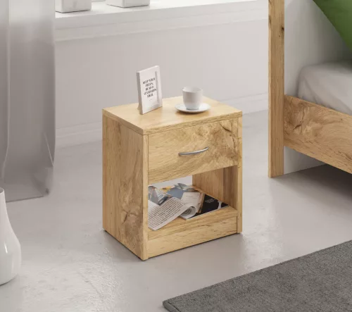 NAKA Bedside Table 1 Drawer Wotan Oak 16 mm