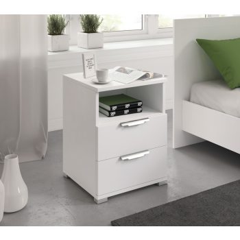 Éjjeliszekrény 2 fiókkal fehér színben 16 mm – NAKA