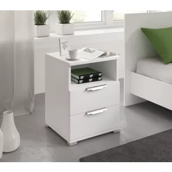 NAKA Bedside Table 2 Drawers White 16 mm