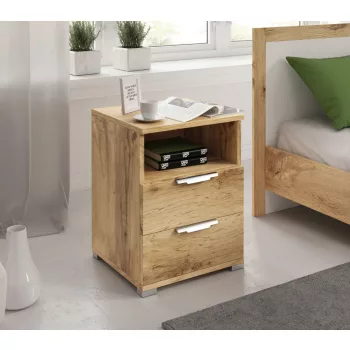 NAKA Bedside Table 2 Drawers Wotan Oak 16 mm