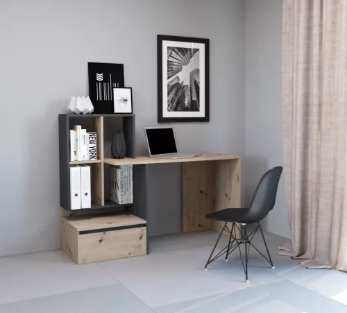 Íróasztal Artisan tölgy / antracit színkombinációban – PACO PC02