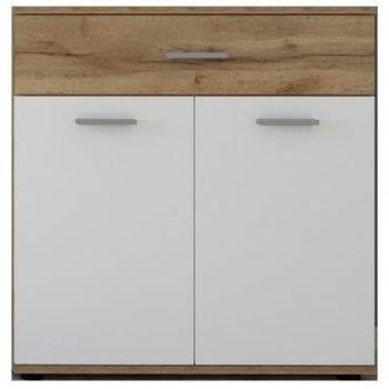   Komód 2 ajtóval és 1 fiókkal Wotan tölgy / fehér színkombinációban – SANTO E