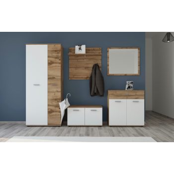   Előszoba bútor szett Wotan tölgy / fehér színkombinációban – SANTO