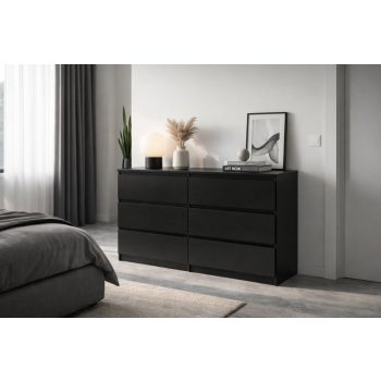 SIMPLE komód 120 cm 6 fiók fekete