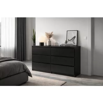 SIMPLE Chest of Drawers 120 cm 6 Drawers Black