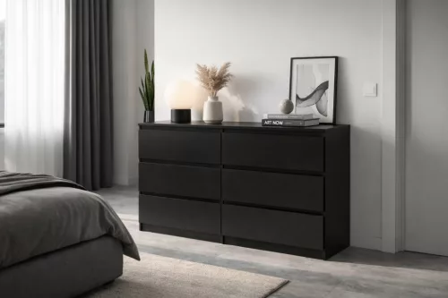 SIMPLE Chest of Drawers 120 cm 6 Drawers Black