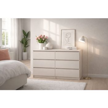 SIMPLE komód 120 cm, 6 fiók, kasmír