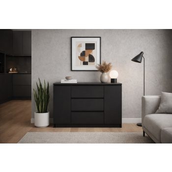 SIMPLE komód 120 cm 2 ajtó 3 fiók fekete