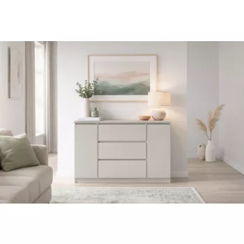   SIMPLE Chest of Drawers 120 2 Doors 3 Drawers Cashmere/Cashmere