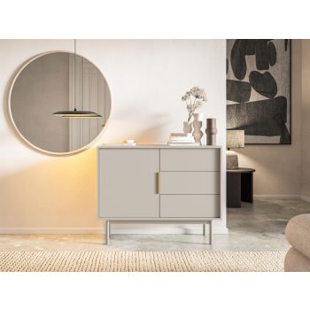   Komód 104 cm 1 ajtóval és 3 fiókkal kasmír színben arany fogantyúkkal – VIVA VI03