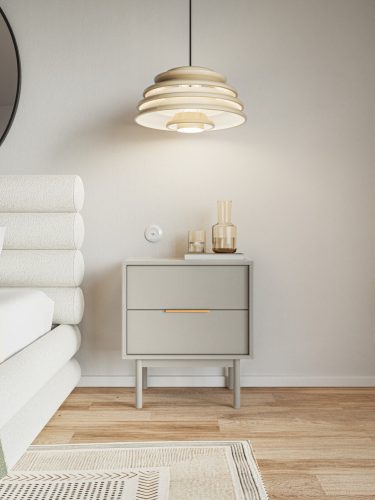 Éjjeliszekrény 2 fiókkal kasmír színben arany fogantyúkkal – VIVA VI06