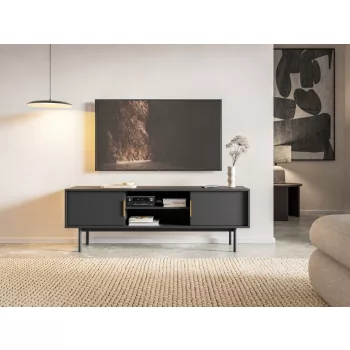 TV Cabinet 154 cm Black with Gold Handles VIVA VI01
