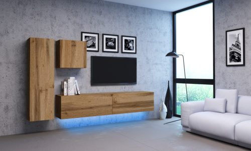 Kis vitrin szekrény Wotan tölgy színben LED világítással – VIVIEN 09